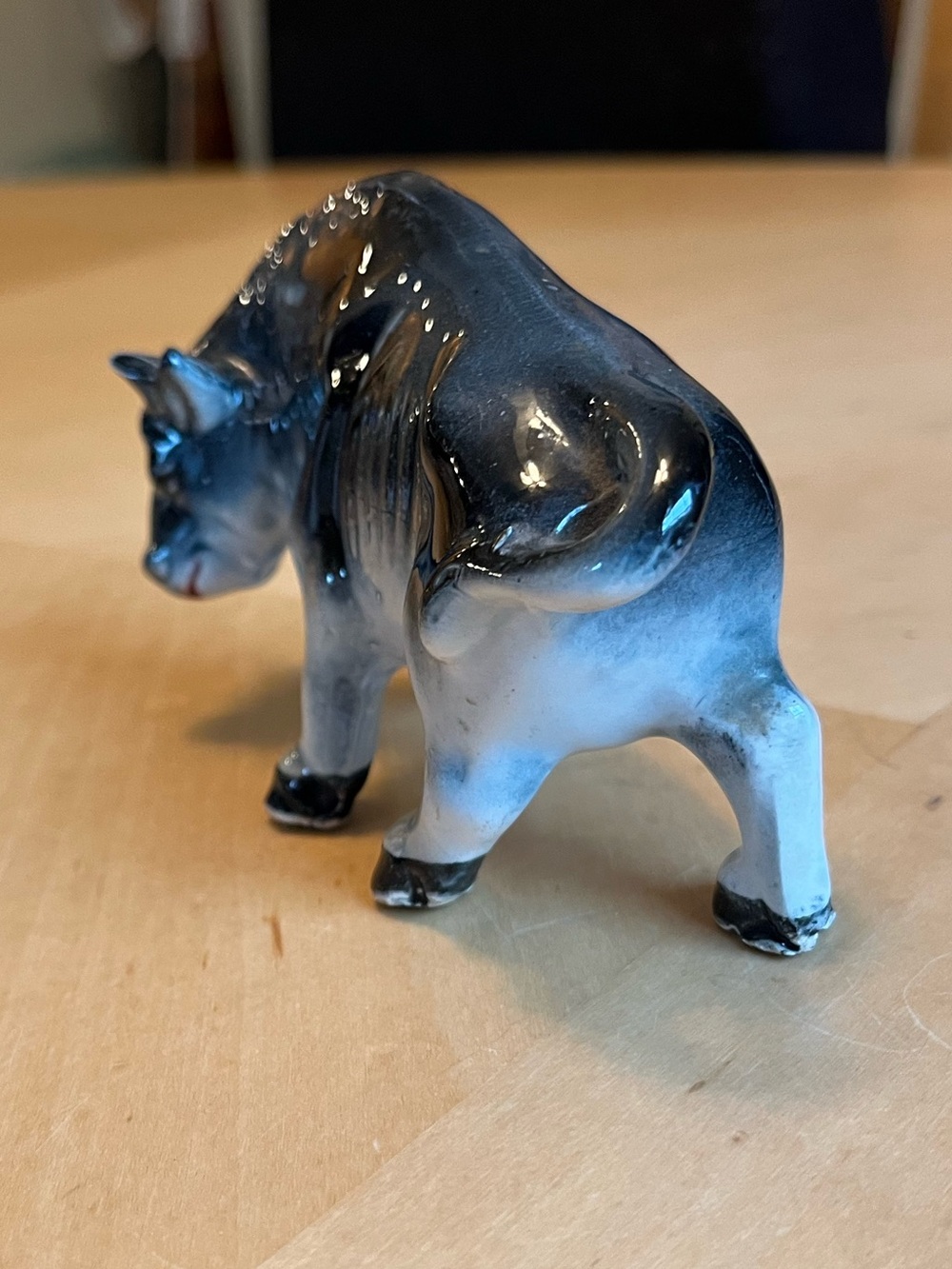 Vintage Black and White Bull Steer Figurine Made in Japan - Picture 5 of 11